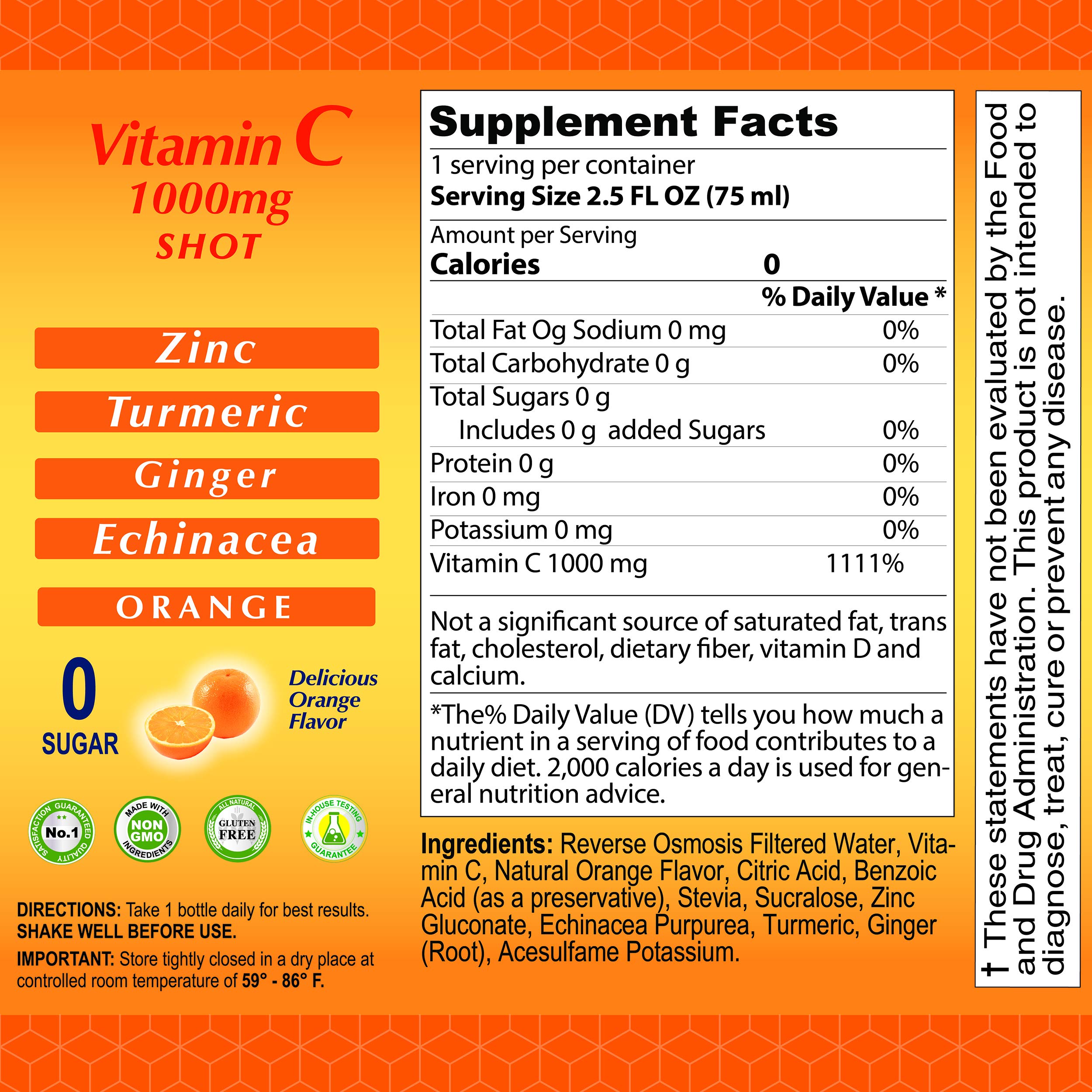 Foto 3 pulgar | Suplemento Alfa Vitamins Vitamin C Shot De 1000 Mg Con Zinc - Venta Internacional.