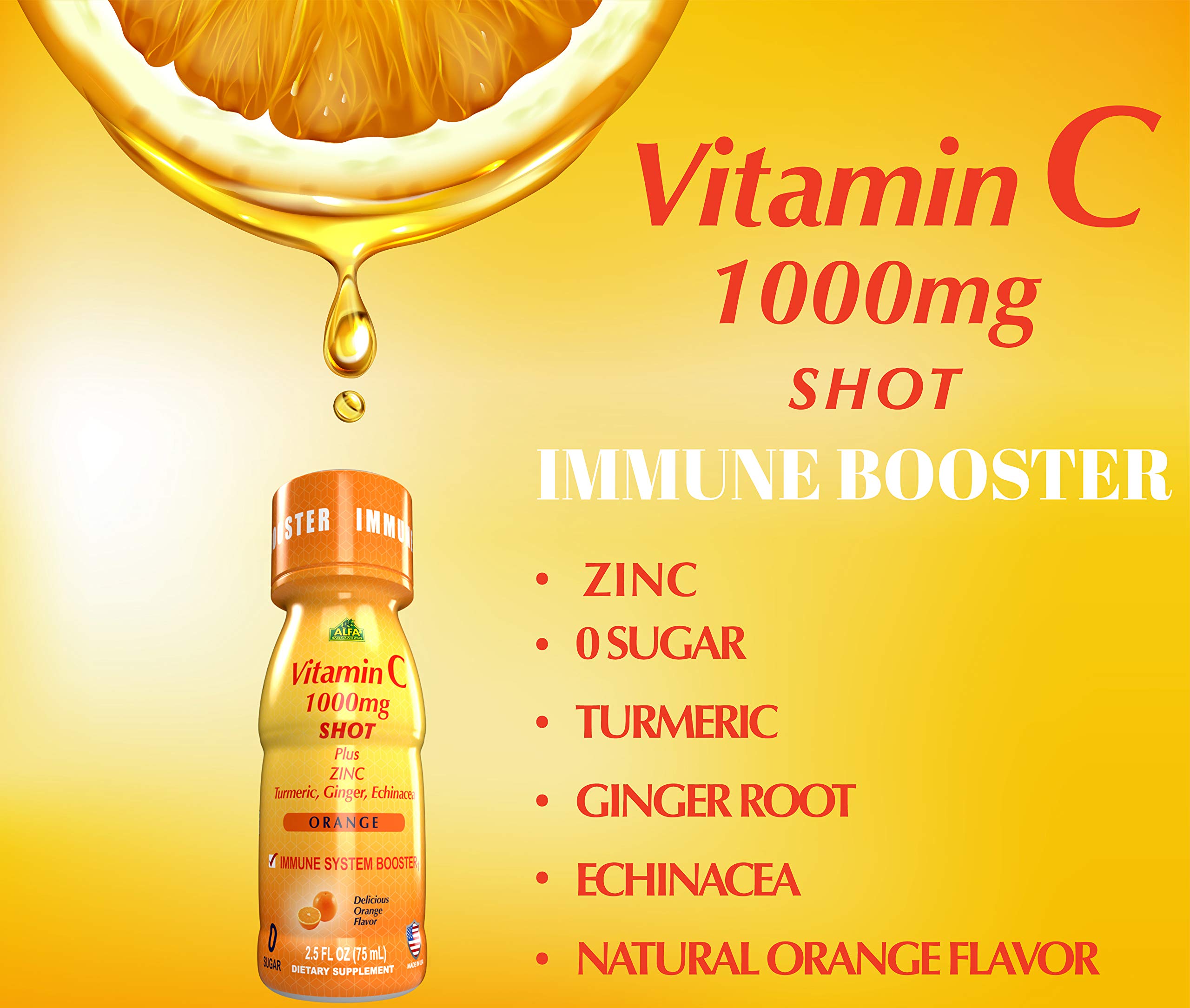 Foto 5 pulgar | Suplemento Alfa Vitamins Vitamin C Shot De 1000 Mg Con Zinc - Venta Internacional.