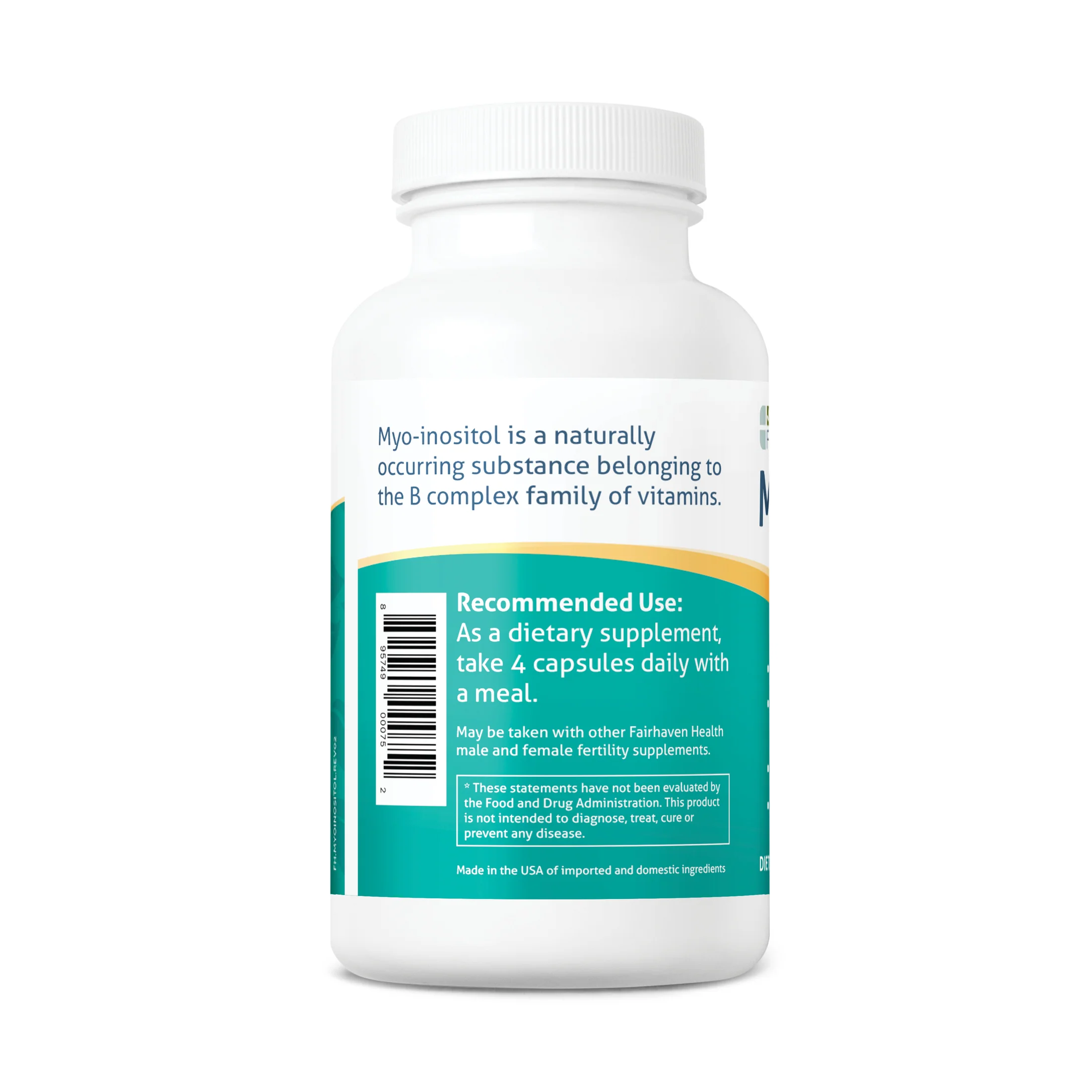 Foto 4 pulgar | Suplemento Fairhaven Health Myo-inositol For Women and Men 120 Cápsulas