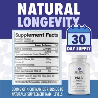 Foto 3 | Suplemento Nad+ Boost De Dr. Emil Nutrition Con Berberina Durante 30 Días - Venta Internacional.