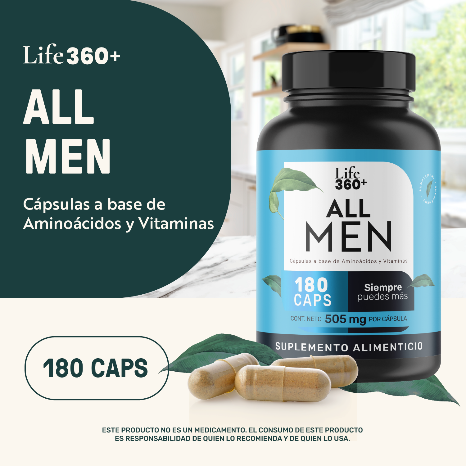 Foto 5 pulgar | Life 360+ All Men 180 Cápsulas Aminoácidos Y Vitaminas