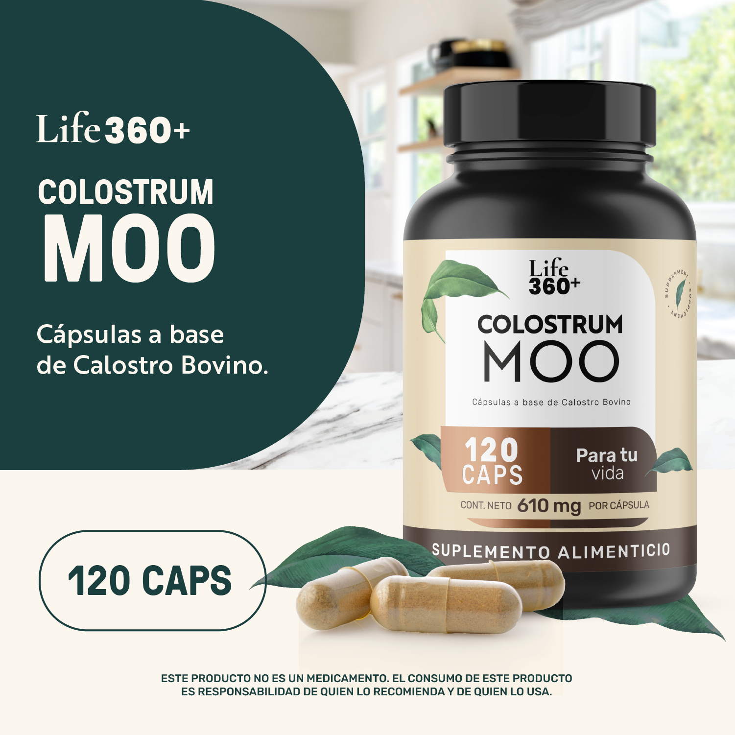 Foto 4 | Life 360+ Colostrum Moo 120 Cápsulas Calostro Bovino