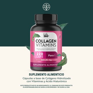 Foto 2 | Life 360+ Collagen Vitamins 220 Caps Colágeno Y Vitaminas