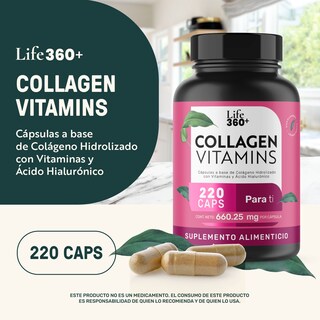 Foto 4 | Life 360+ Collagen Vitamins 220 Caps Colágeno Y Vitaminas