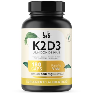 Foto 1 | Life 360+ K2d3 Almidón De Maíz 180 Caps Con Vitamina K2 Y D3