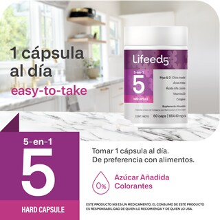 Foto 4 | Lifeed 5 Inositol 60 Cápsulas Myo Inositol D-chiro