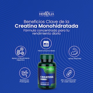 Foto 7 | Herbalia Lab Creatina Monohidratada En Cápsulas | Suplemento Para Rendimiento Deportivo Y Fuerza - 90 Cápsulas