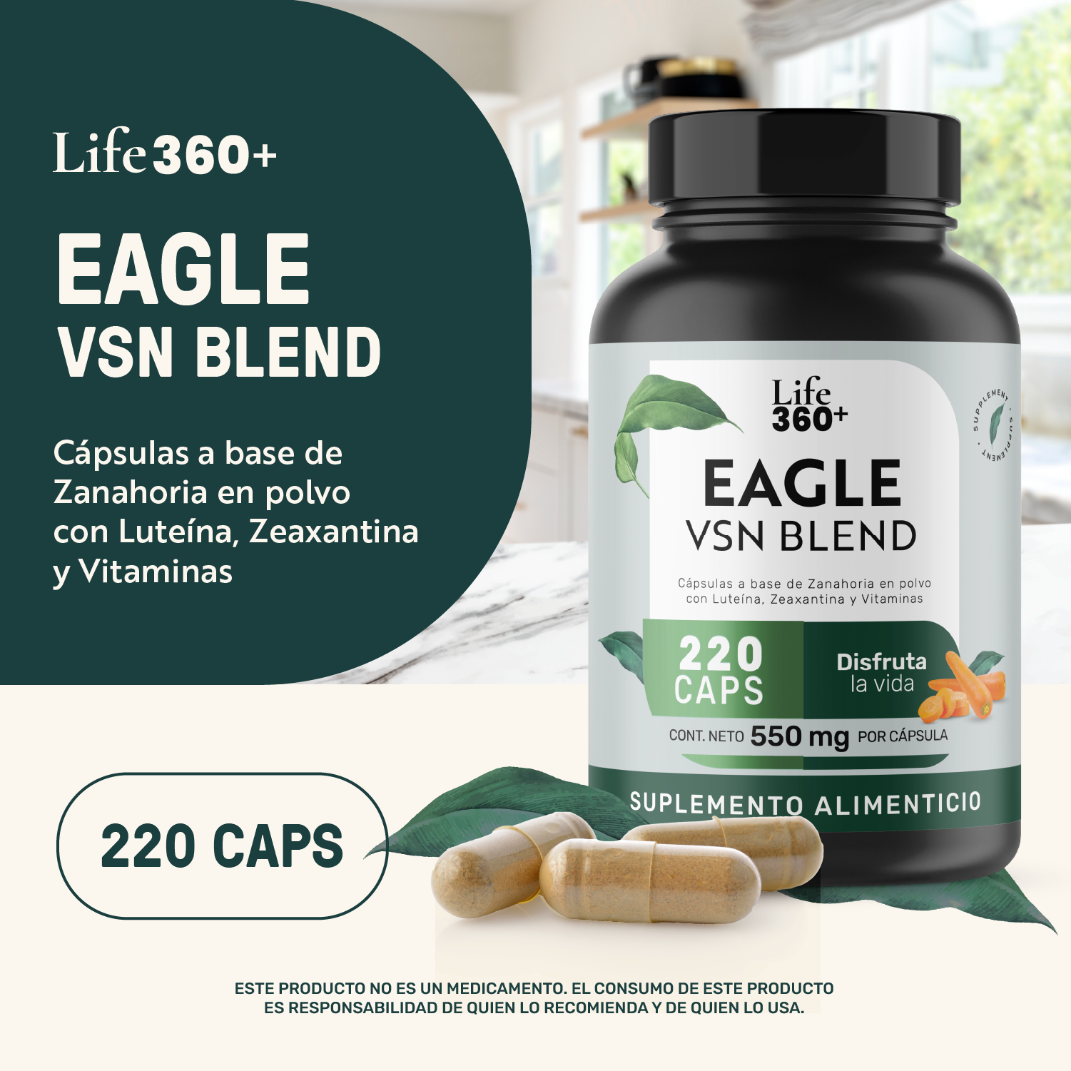 Foto 5 pulgar | Life360+ Eagle Vsn Blend 220 Caps Luteína Y Vitaminas