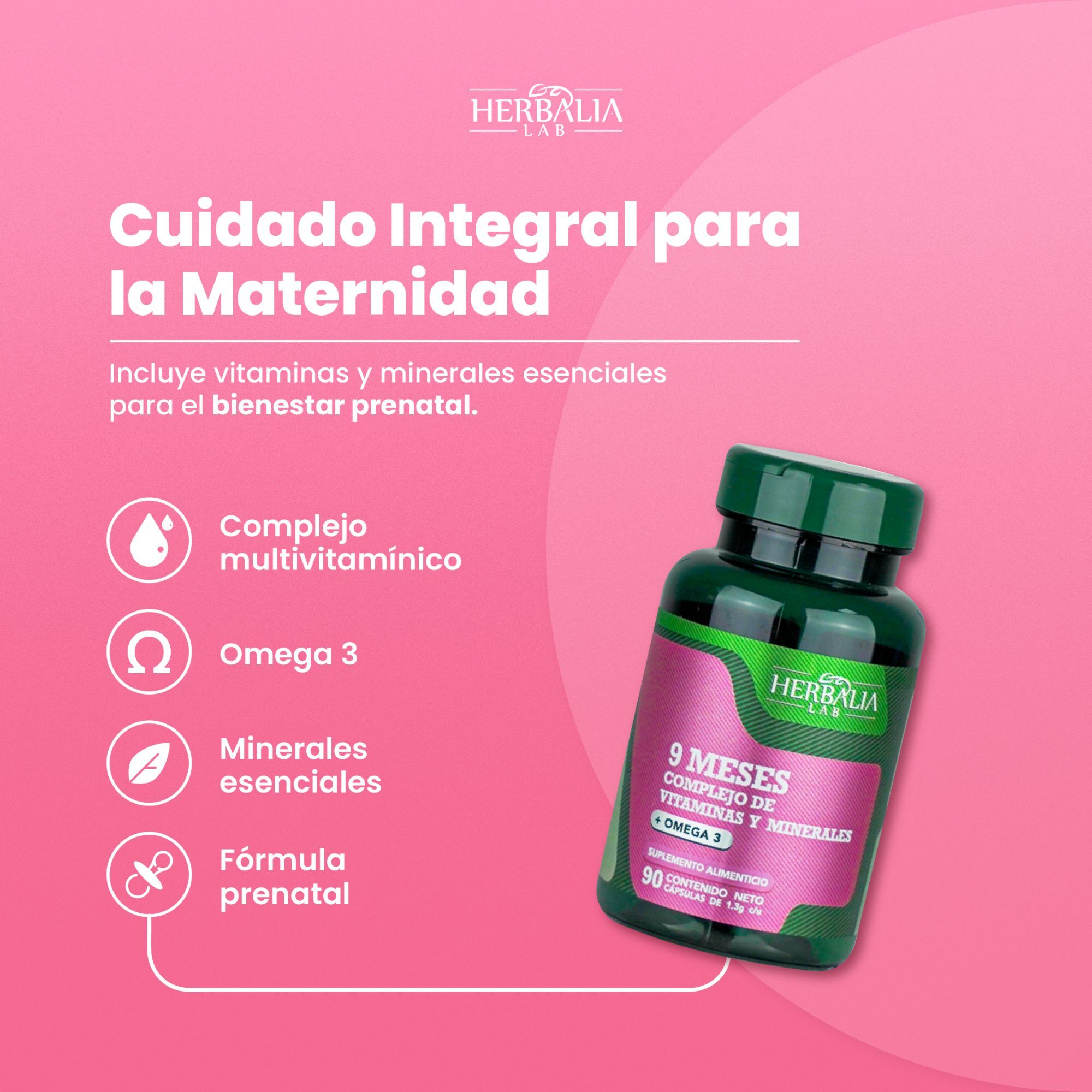 Foto 9 pulgar | Suplemento Alimenticio Herbalia Lab 9 Meses Multivitamínico para Embarazadas con Omega 3 Ácido Fólico Calcio y Vita