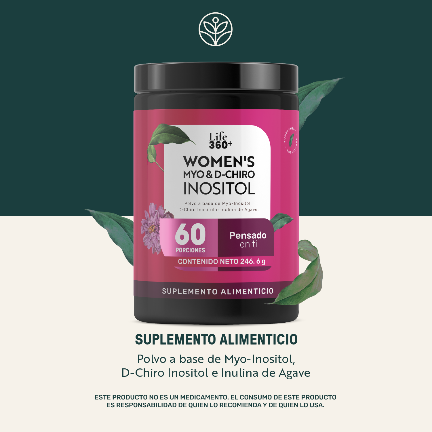 Foto 3 pulgar | Life 360+ Women's Myo Inositol & D-chiro Polvo 246.6 Gramos