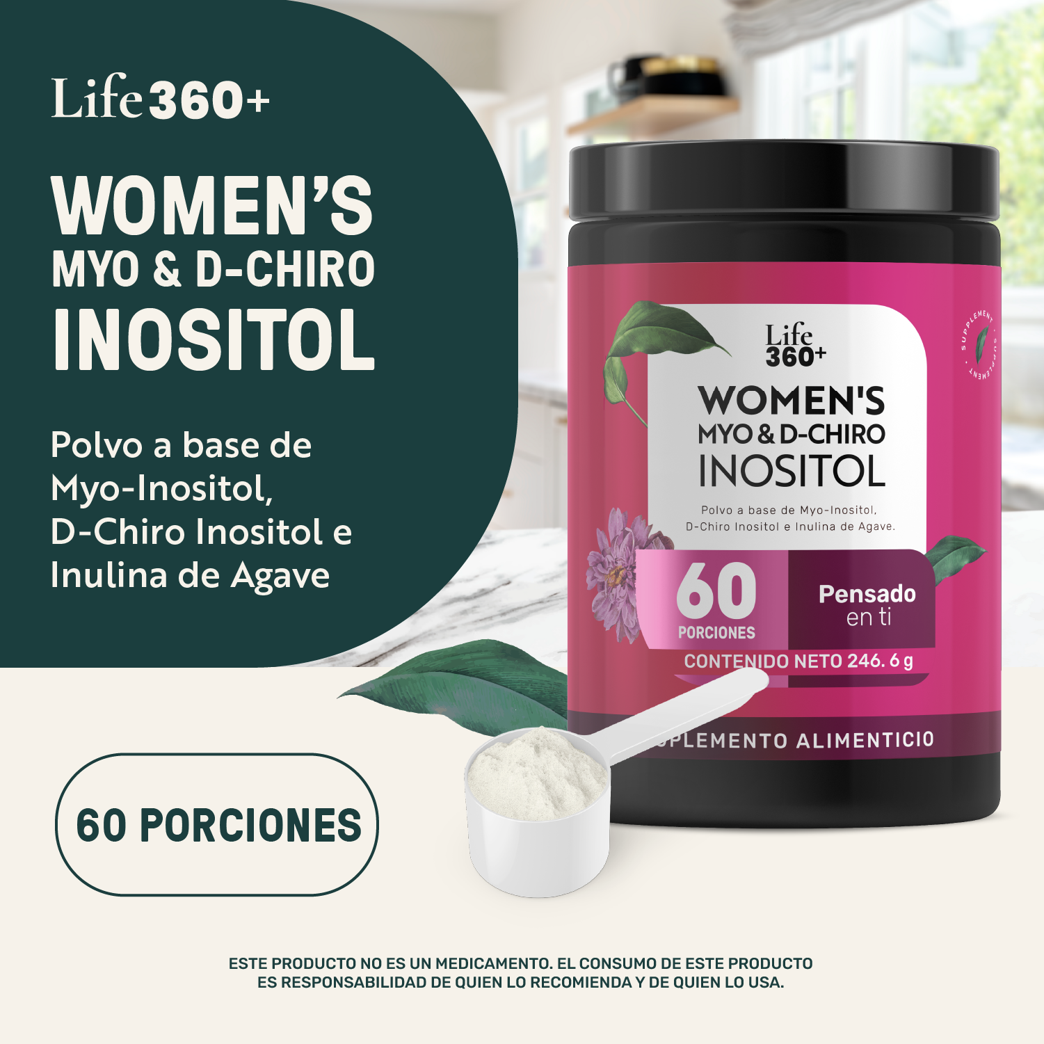 Foto 5 pulgar | Life 360+ Women's Myo Inositol & D-chiro Polvo 246.6 Gramos