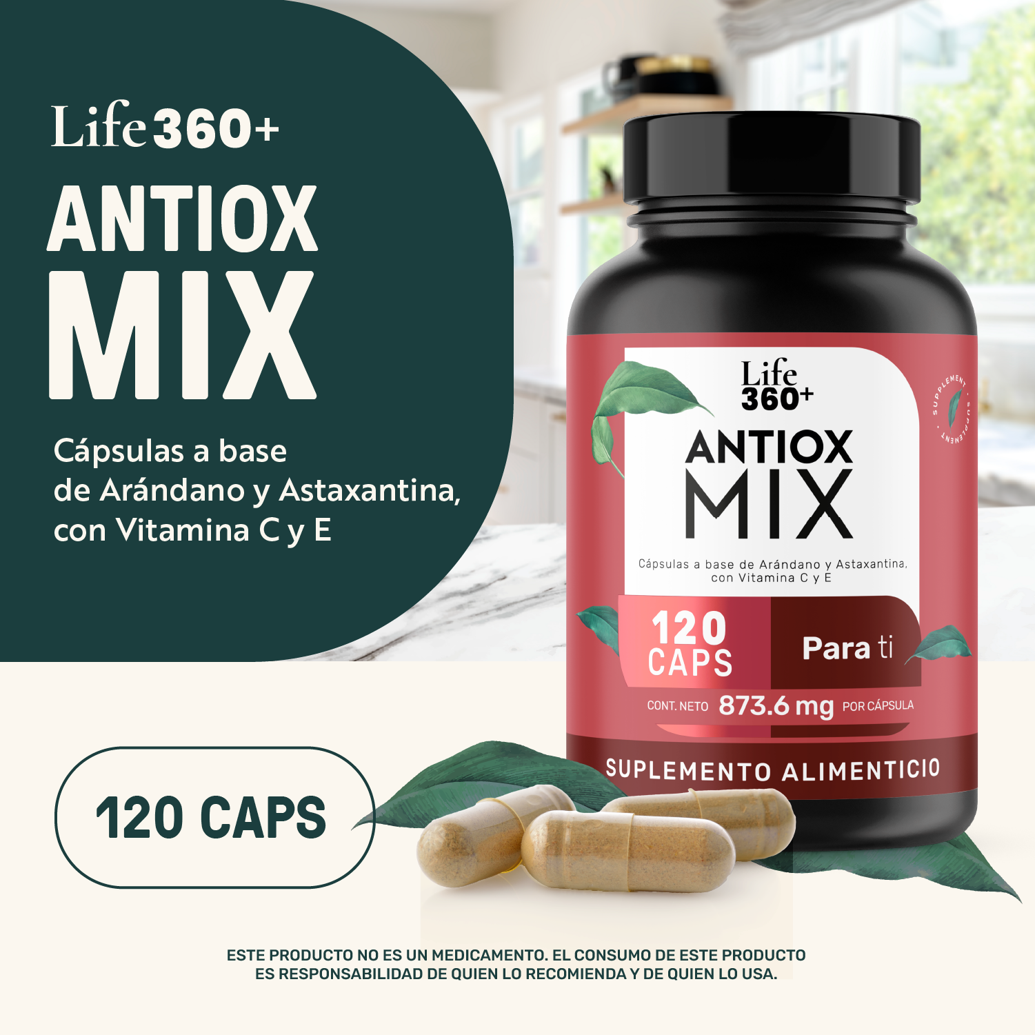 Foto 5 pulgar | Life 360+ Antiox Mix 120 Caps Arándano, Vitamina C Y E