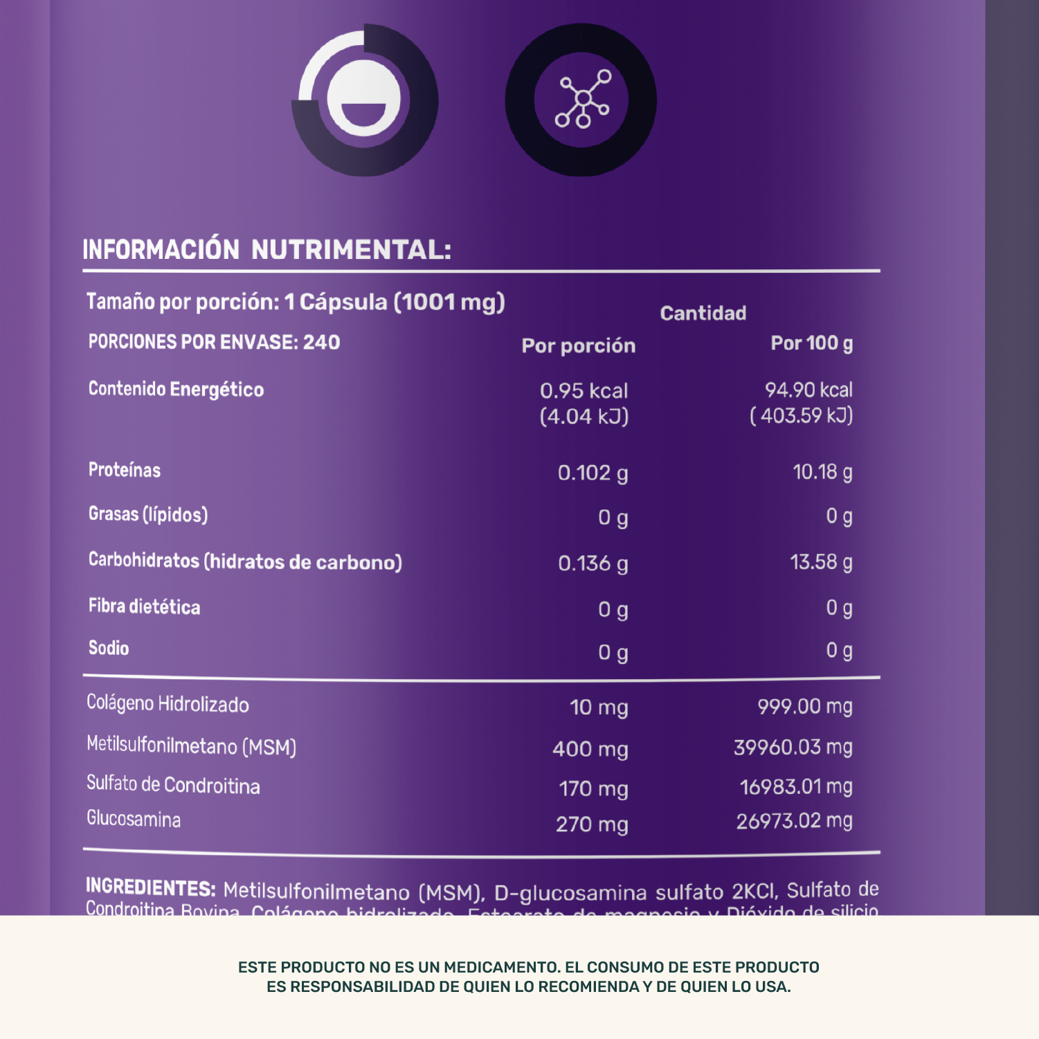 Foto 5 | Life 360+ Jtns Blend 240 Cápsulas Glucosamina Condroitina