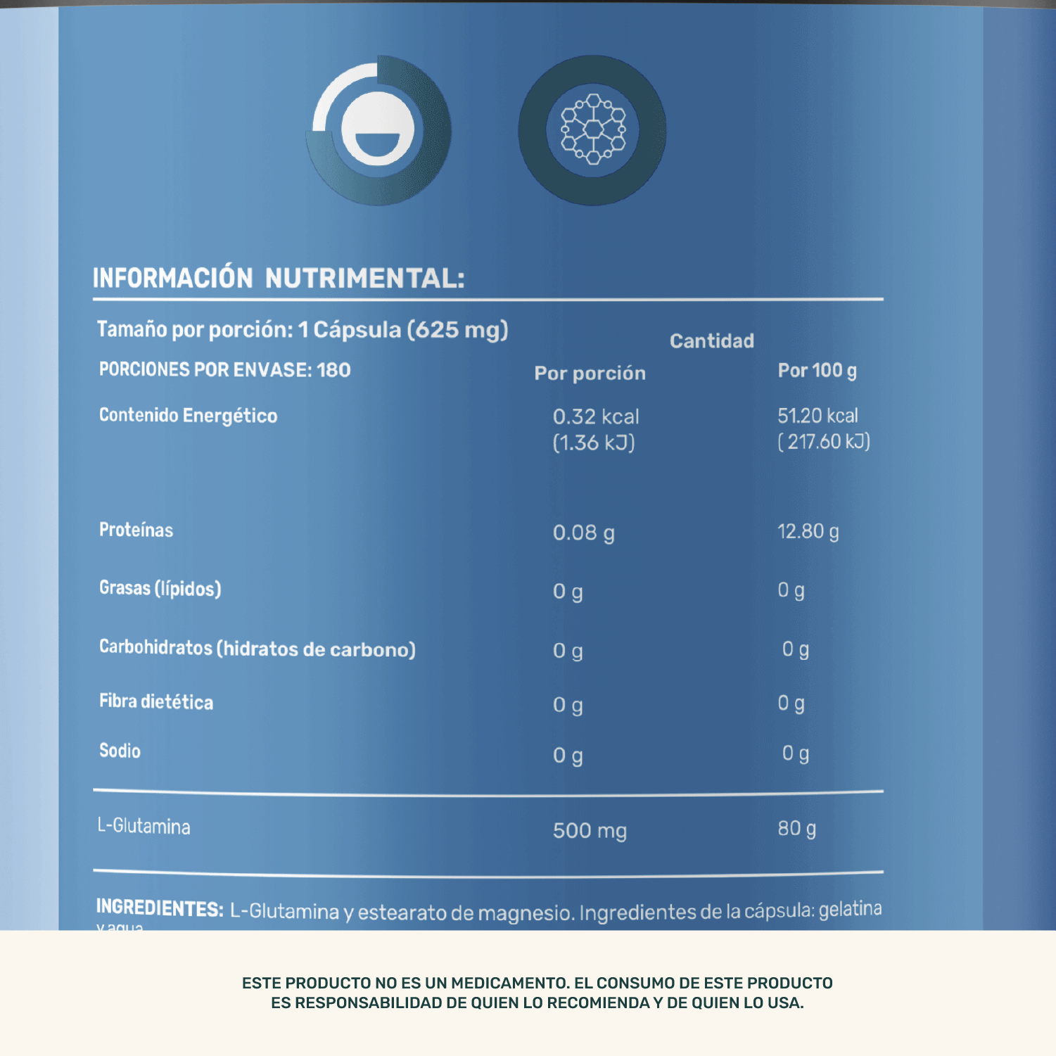 Foto 6 pulgar | Life 360+ Pure Glutamine 180 Capsulas L-glutamina Magnesio