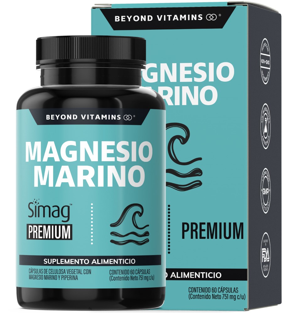 Foto 2 pulgar | Suplemento Alimenticio Beyond Vitamins Magnesio Marino Plus Natural Simag Con Piperina 60 Cápsulas