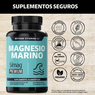 Foto 2 | Suplemento Alimenticio Beyond Vitamins Magnesio Marino Plus Natural Simag Con Piperina 60 Cápsulas