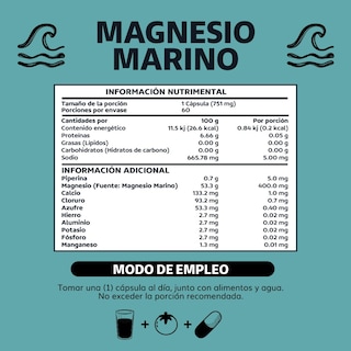 Foto 6 | Suplemento Alimenticio Beyond Vitamins Magnesio Marino Plus Natural Simag Con Piperina 60 Cápsulas