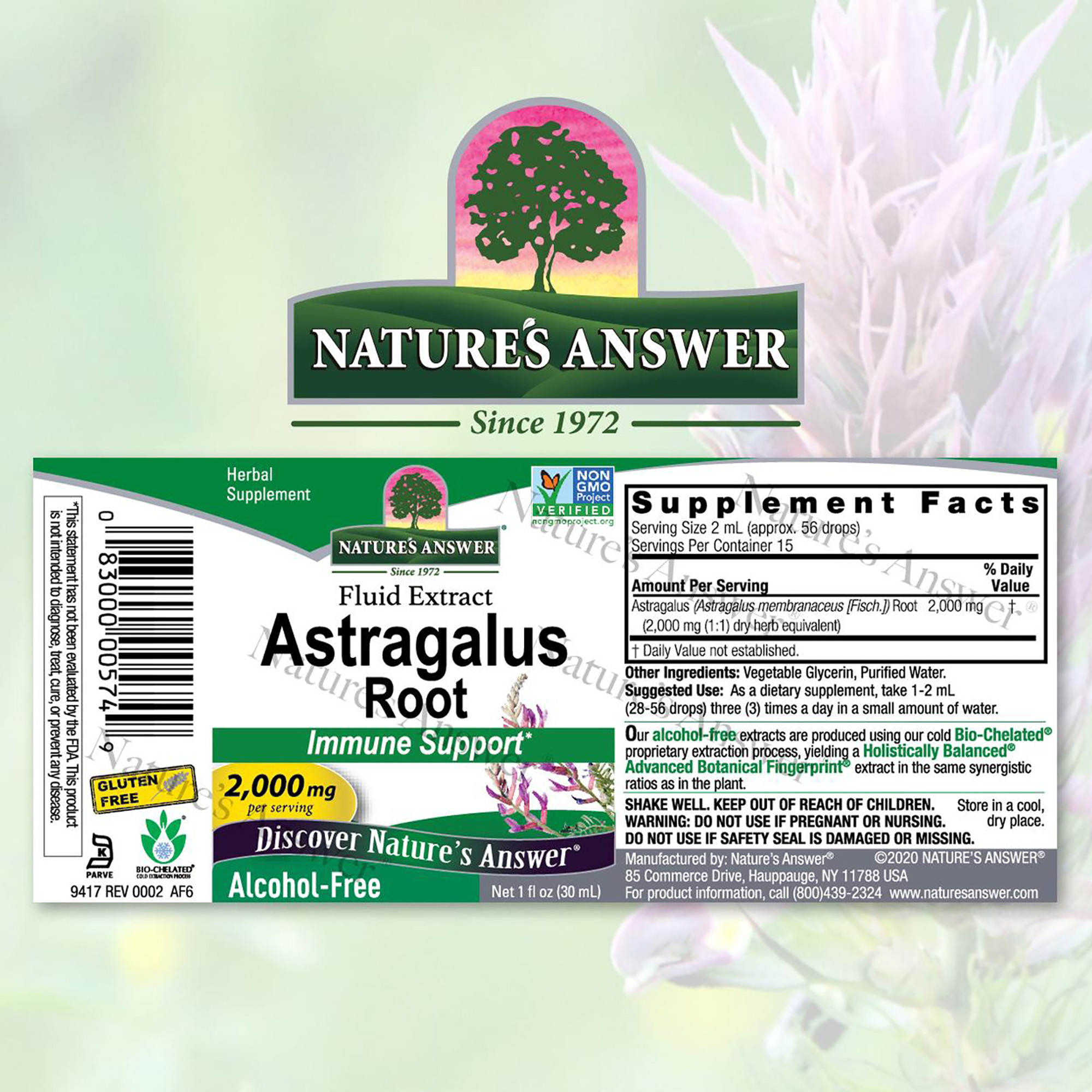 Foto 3 pulgar | Suplemento Nature's Answer Raíz De Astrágalo Af 60 Ml - 2000 Mg - Venta Internacional.