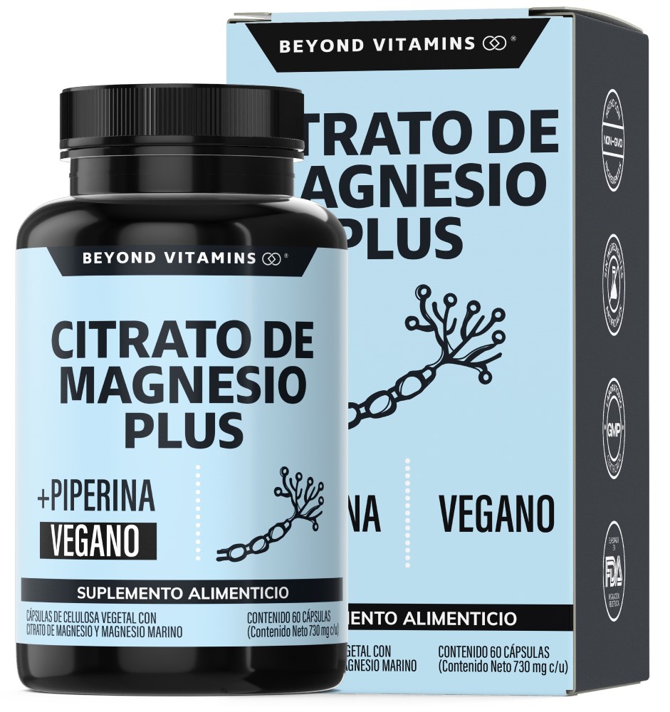 Suplemento Alimenticio Beyond Vitamins Citrato De Magnesio Plus Potenciado Con Piperina 60 Cápsulas