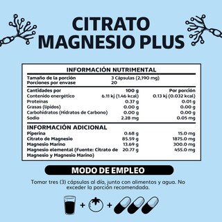 Foto 6 | Suplemento Alimenticio Beyond Vitamins Citrato De Magnesio Plus Potenciado Con Piperina 60 Cápsulas