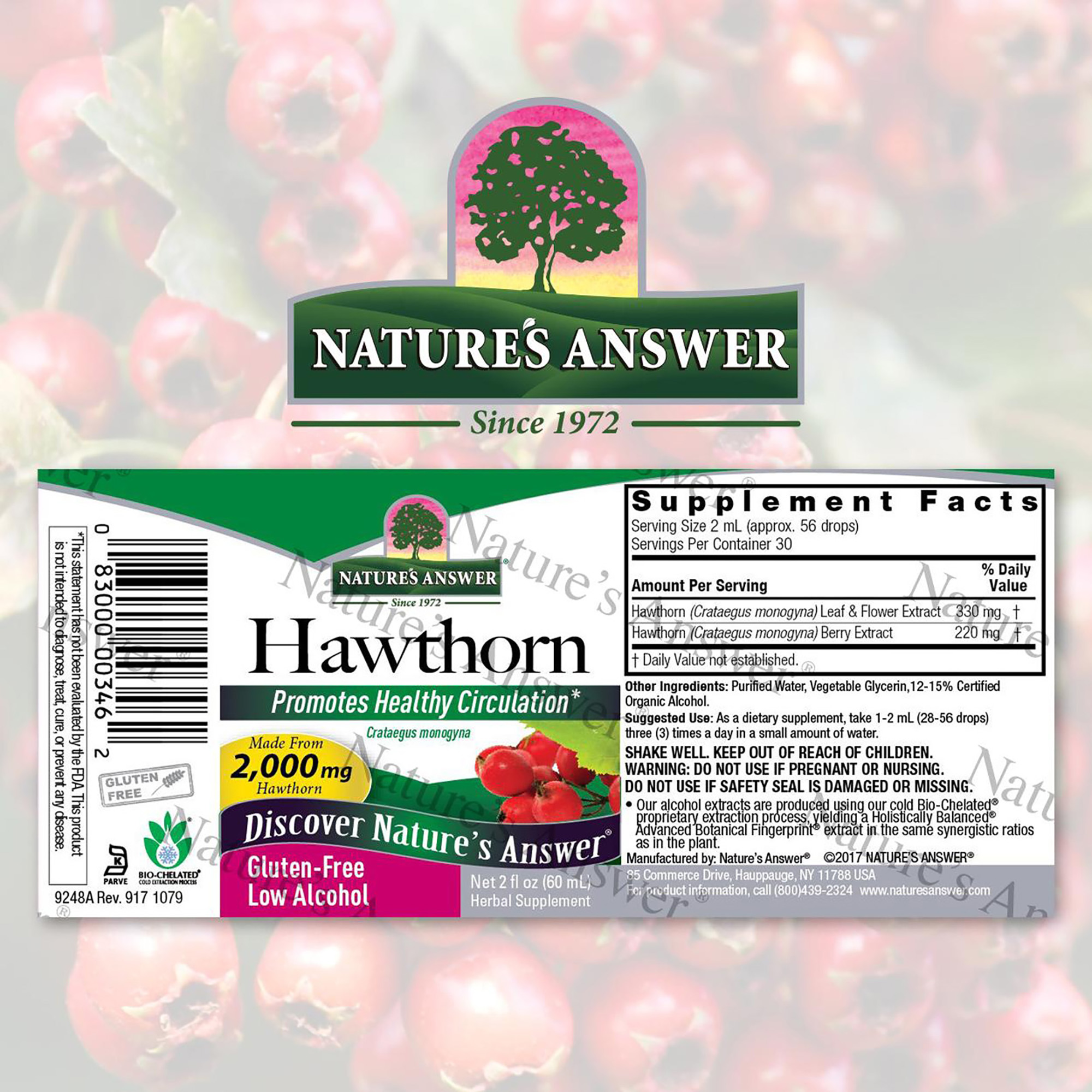 Foto 3 pulgar | Suplemento Nature's Answer: Extracto De Espino Blanco, 2000 Mg, 60 Ml - Venta Internacional.