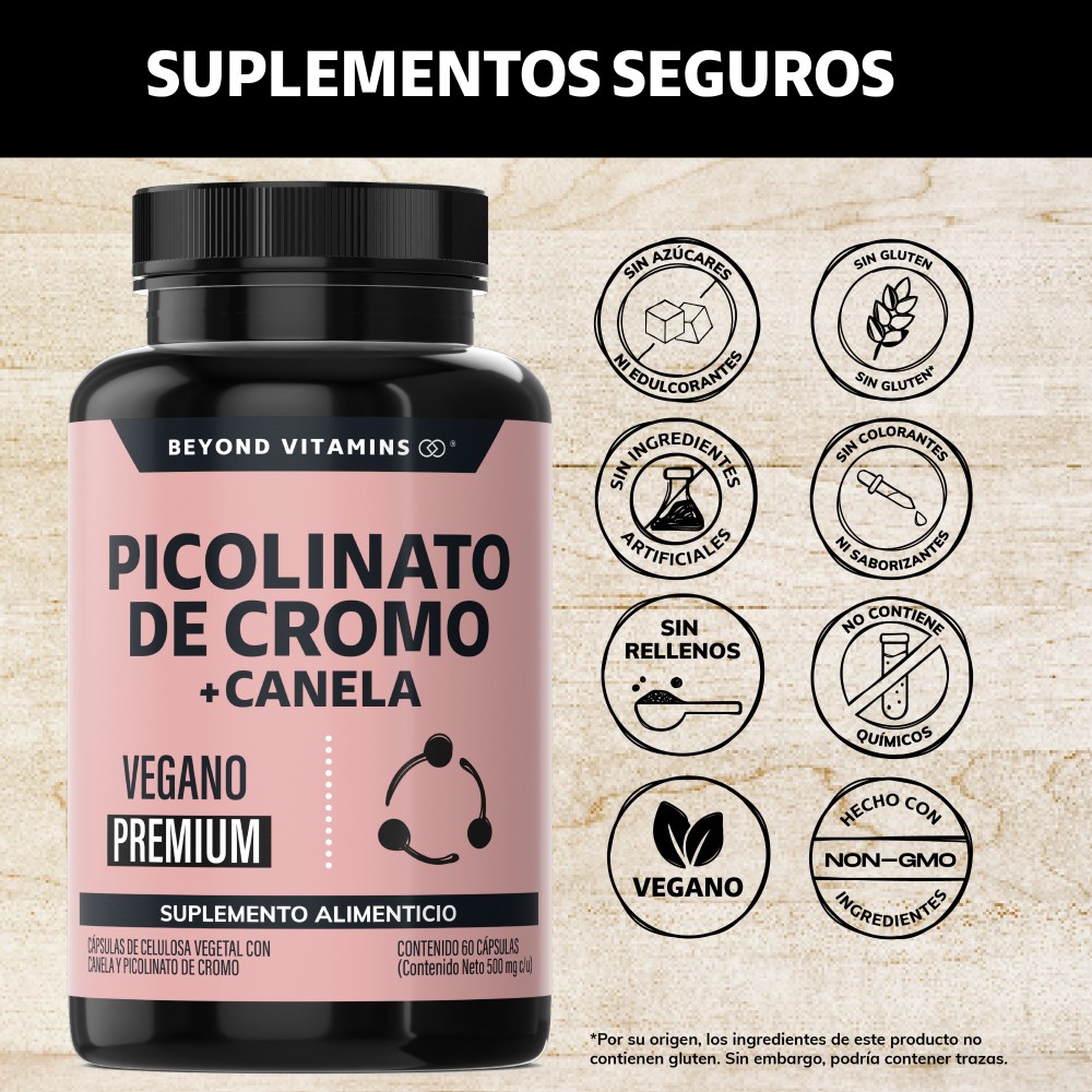 Foto 3 pulgar | Suplemento Alimenticio Beyond Vitamins Picolinato De Cromo Con Canela 60 Cápsulas