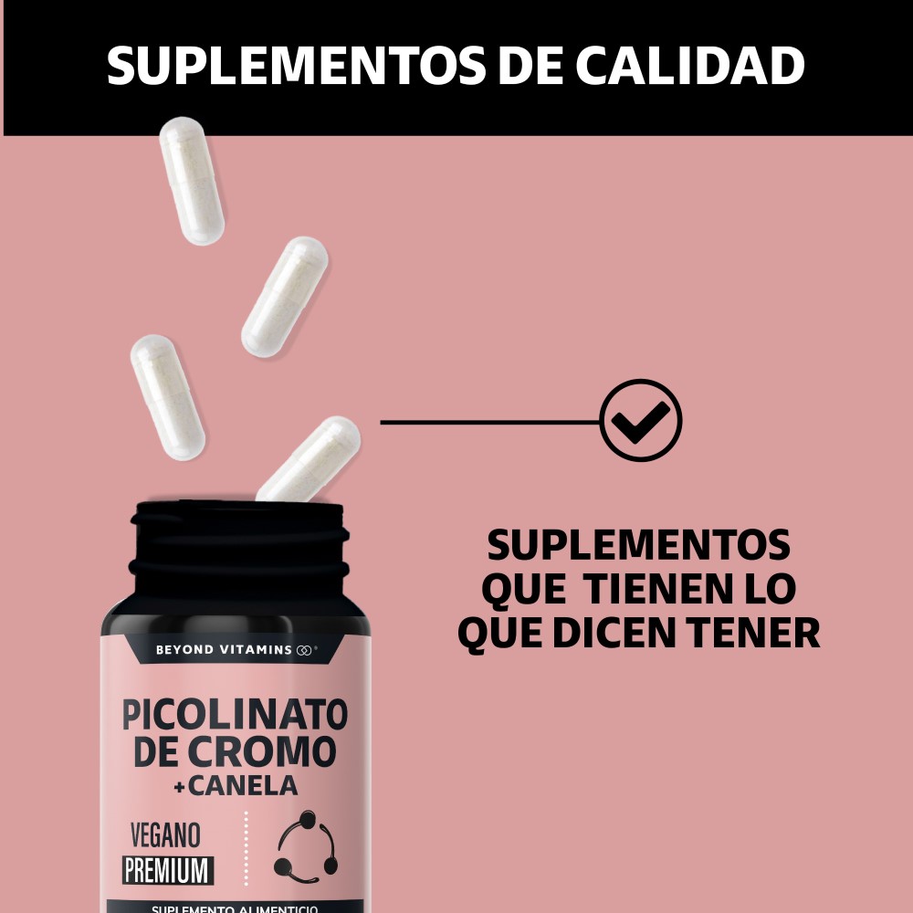 Foto 5 pulgar | Suplemento Alimenticio Beyond Vitamins Picolinato De Cromo Con Canela 60 Cápsulas
