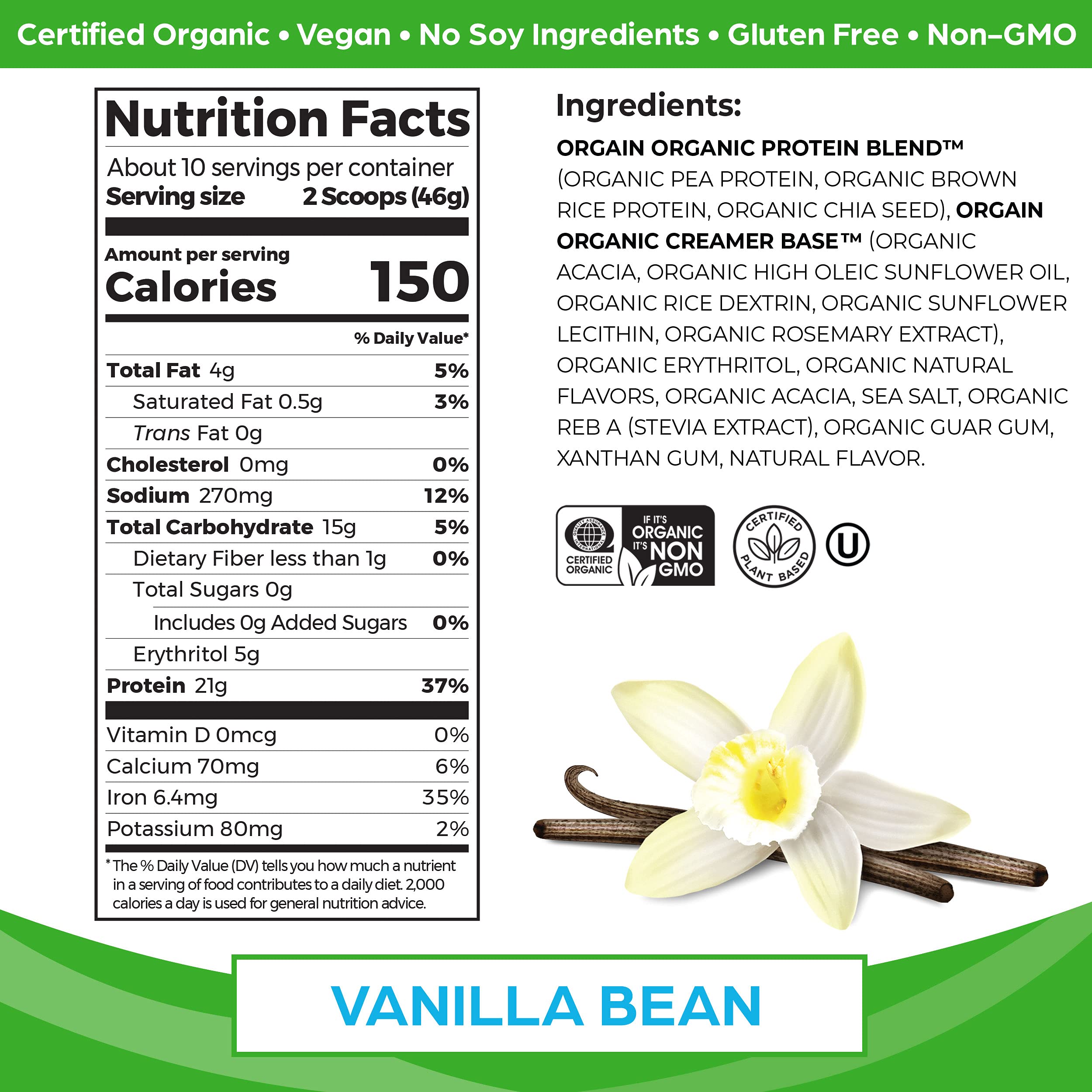 Foto 3 pulgar | Proteína En Polvo De Origen Vegetal Orgain Sweet Vanilla 462 G - Venta Internacional.