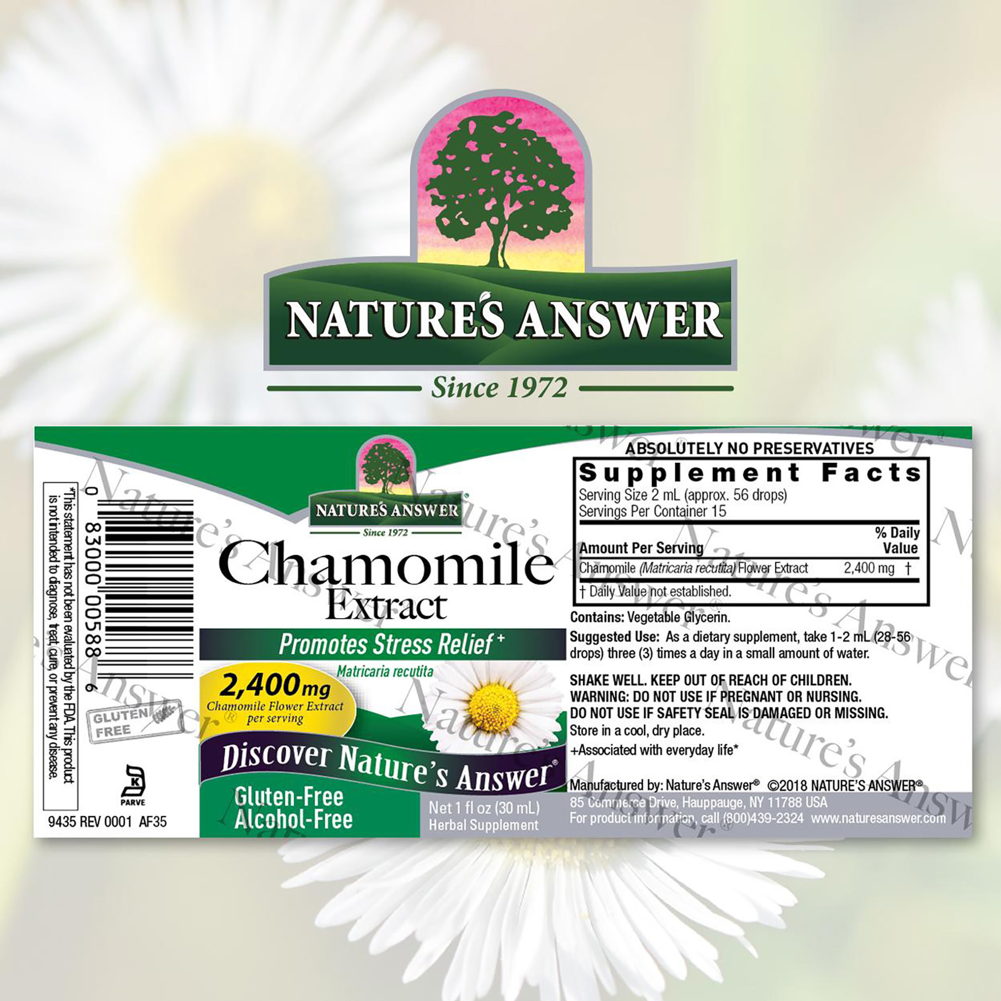 Foto 3 pulgar | Suplemento Nature's Answer: Extracto De Manzanilla Af 2400 Mg 30 Ml - Venta Internacional.