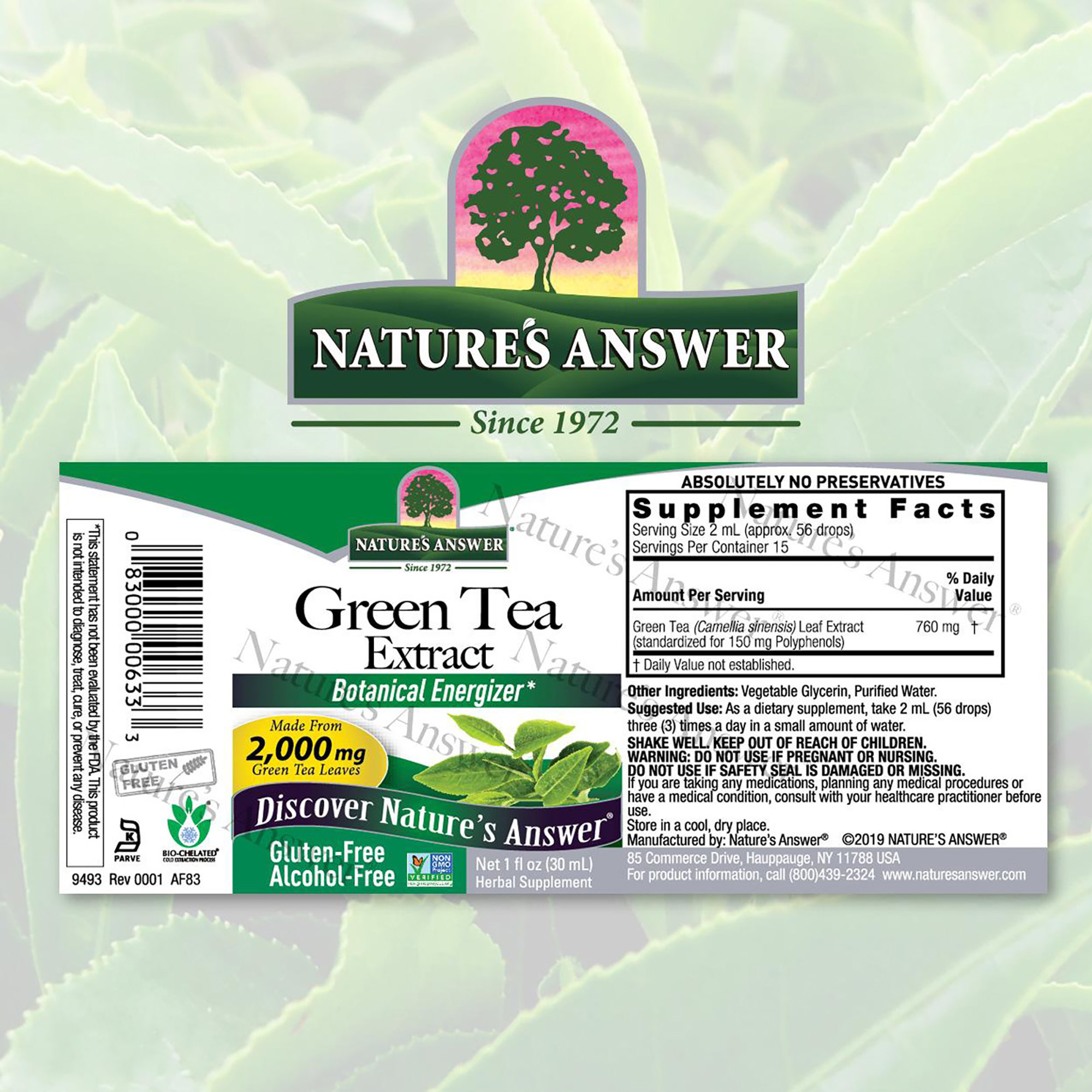 Foto 3 pulgar | Suplemento Nature's Answer: Extracto De Té Verde Af, 60 Ml, 2000 Mg - Venta Internacional.