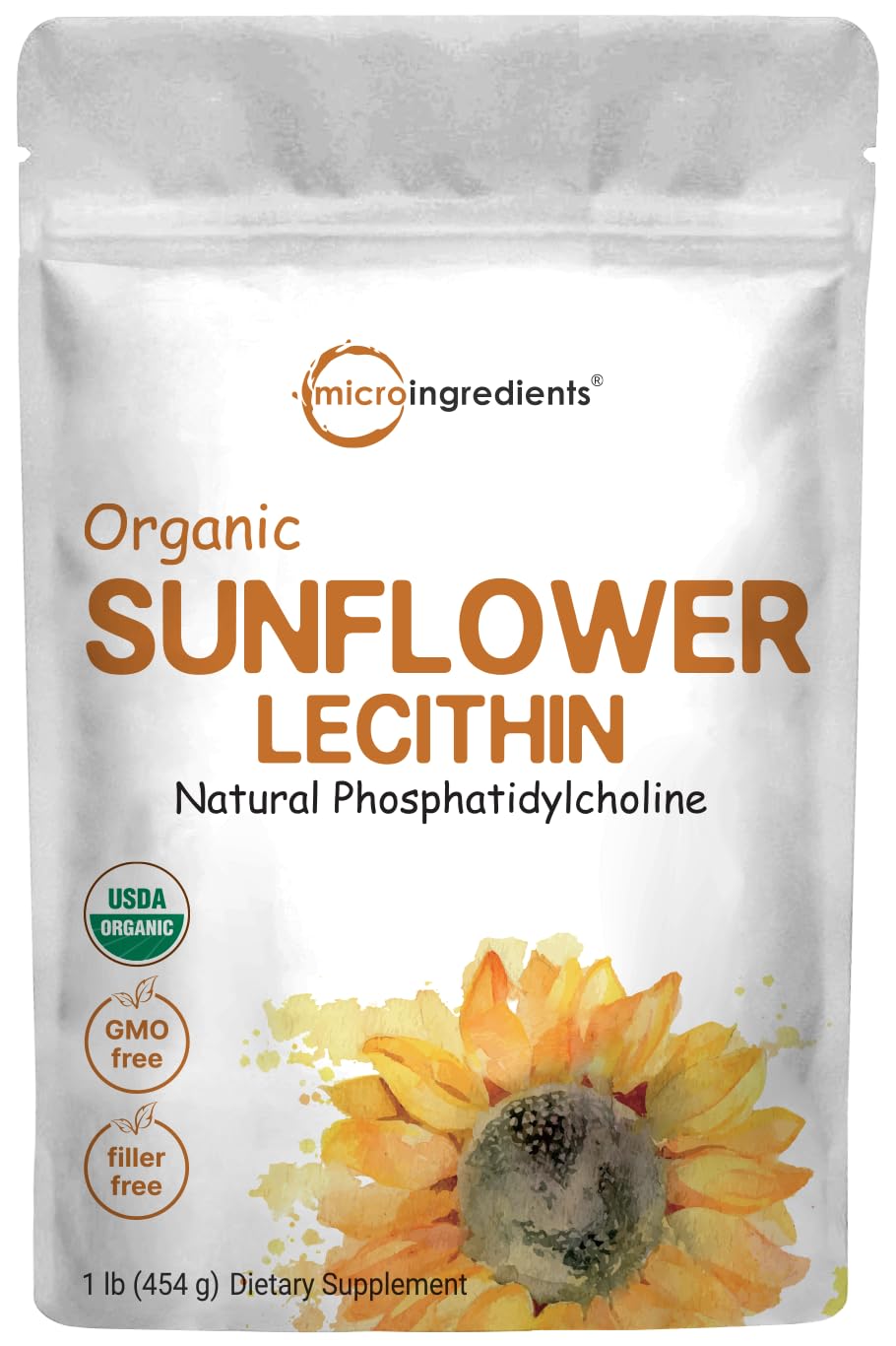 Foto 1 | Microingredientes Orgánicos De Lecitina De Girasol En Polvo, 454 G - Venta Internacional.