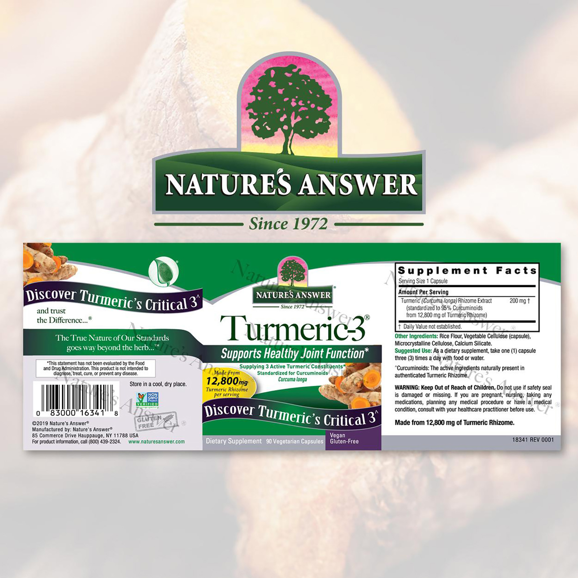 Foto 3 pulgar | Suplemento Natures Answer Turmeric-3 90 Cápsulas 12,8 G - Venta Internacional.