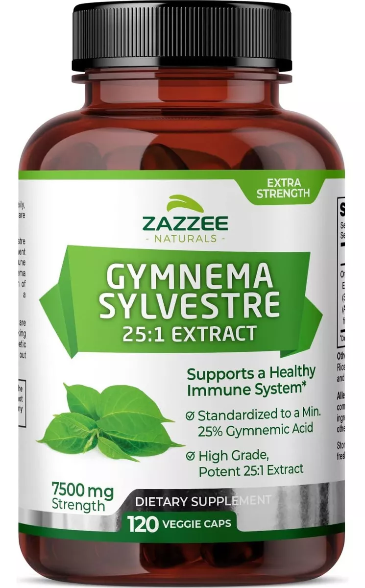 Zazzee Naturals Gymnema Sylvestre 7500mg  Regulación Del Azúcar, Perdida De Peso 120 Cápsulas