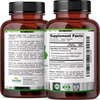 Foto 3 | Suplemento Zazzee Bitter Melon 9000 Mg Melón Amargo Apoyo Antioxidante, Digestivo Y Regulación Del Azúcar 150 Cápsul