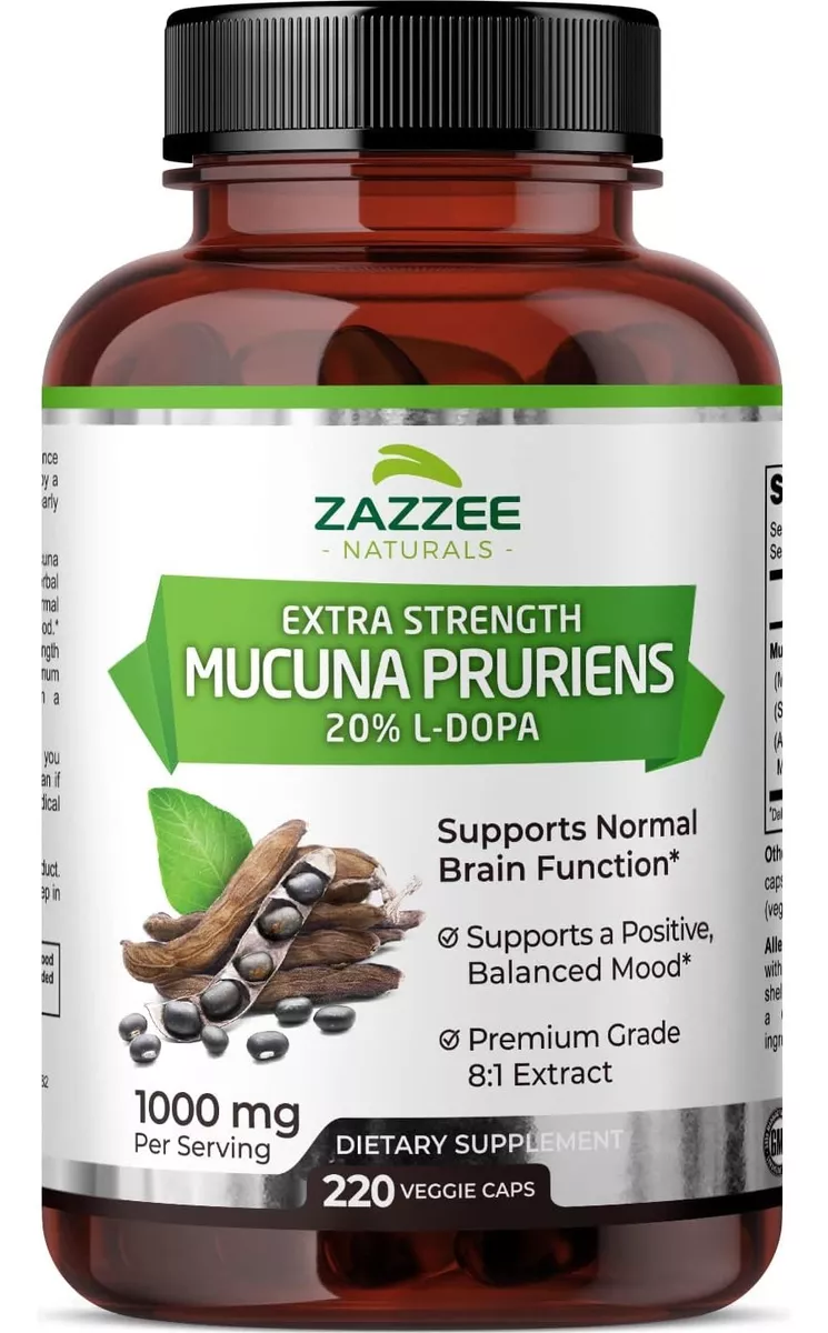 Zazzee Mucuna Pruriens 1000 Mg Mejora El Animo Y Concentración 220 Cápsulas