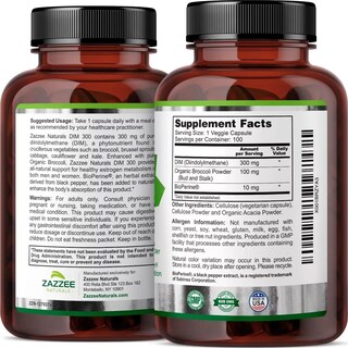 Foto 3 | Suplemento Zazzee Dim Bioperine 300 Mg Brócoli Orgánico, Ayuda A La Piel, Hormonas Y Antioxidante 100 Cápsulas