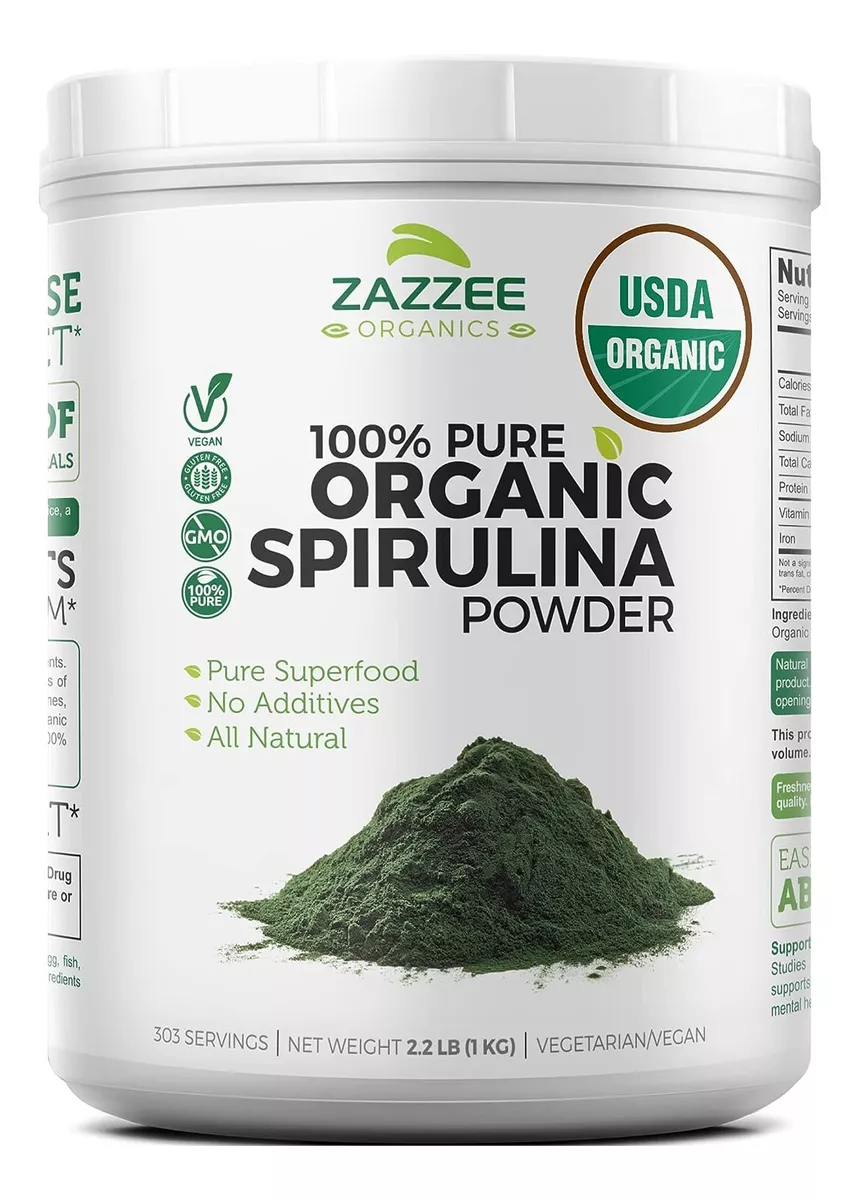 Suplemento Zazzee Organic Spirulina Polvo Para Apoyo Digestivo, Y Energía 1kg