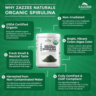 Foto 5 | Suplemento Zazzee Organic Spirulina Polvo Para Apoyo Digestivo, Y Energía 1kg