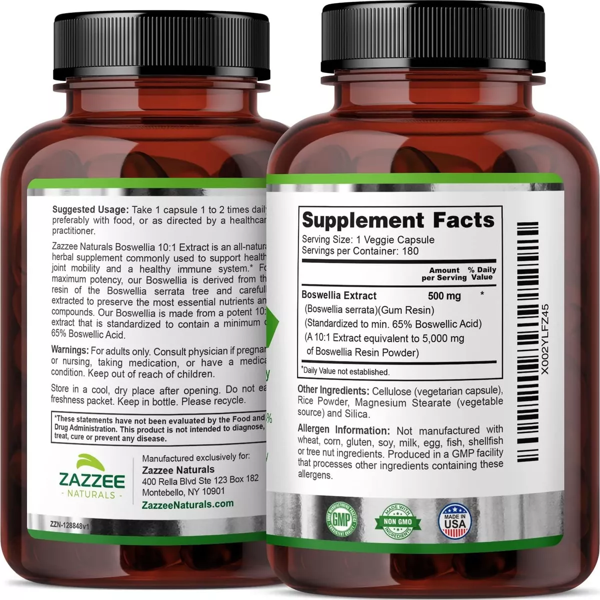 Foto 5 pulgar | Suplemento Zazzee Naturals Boswellia 5000 Mg Antiinflamatorio Para Artritis Y Asma 180 Cápsulas