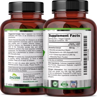 Foto 4 | Suplemento Zazzee Naturals Boswellia 5000 Mg Antiinflamatorio Para Artritis Y Asma 180 Cápsulas