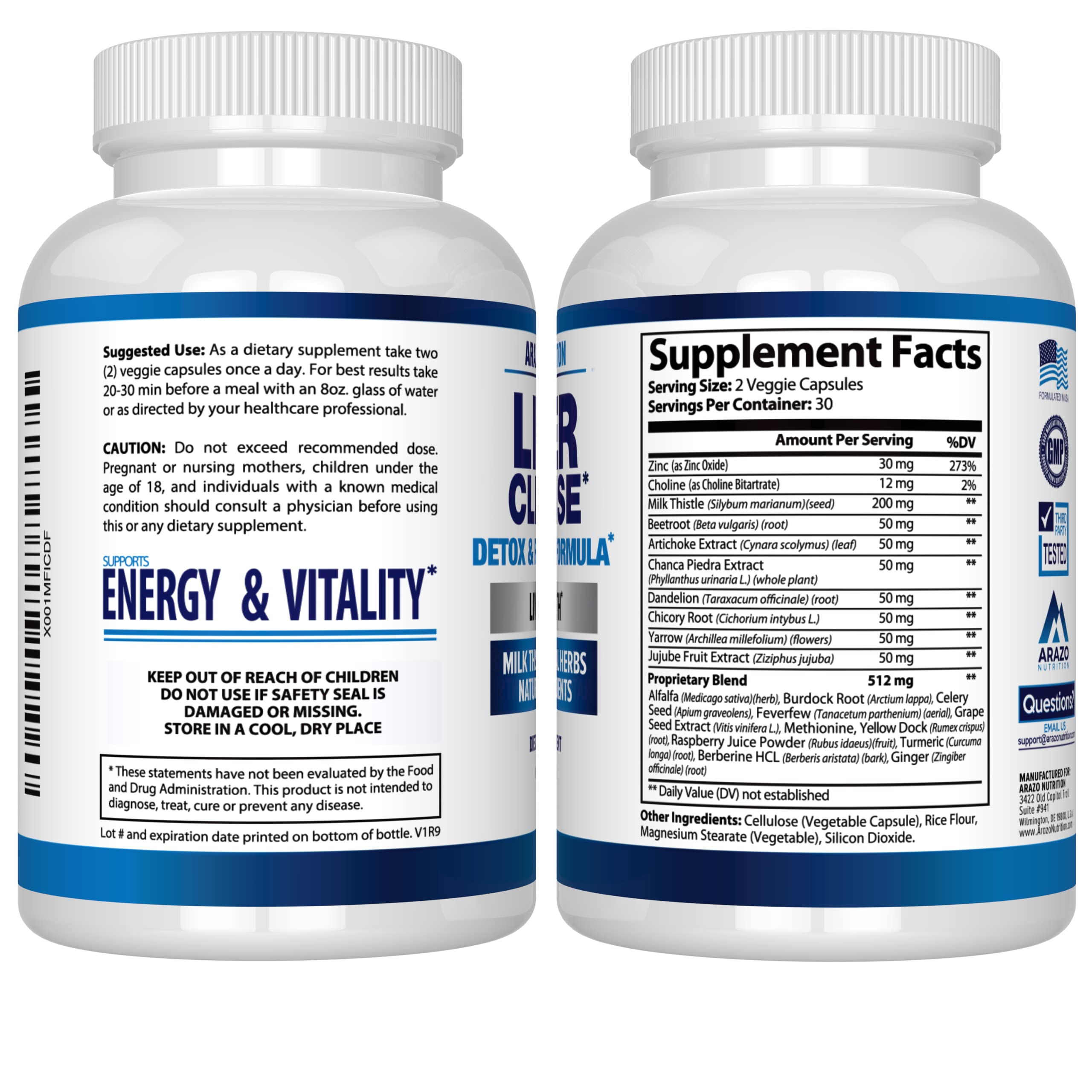 Foto 4 pulgar | Suplemento Desintoxicante Y Reparador De Liver Cleanse | Arazo Nutrition - Venta Internacional.