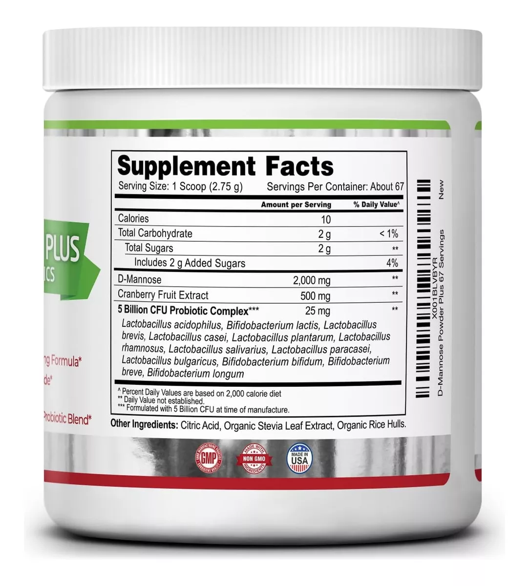 Foto 3 | Suplemento Zazzee D-mannose Powder 2000 Mg Arándano Próbioticos 184 G