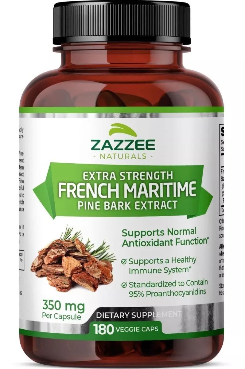 Foto 2 pulgar | Suplemento Zazzee French Maritime Pine Bark Extract Antioxidantes, Salud Cardiovascular Y Bienestar Ocular  180 Capsulas
