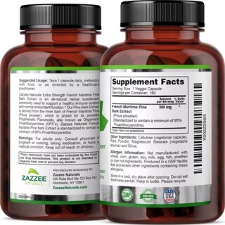 Foto 2 | Suplemento Zazzee French Maritime Pine Bark Extract Antioxidantes, Salud Cardiovascular Y Bienestar Ocular 180 Capsulas