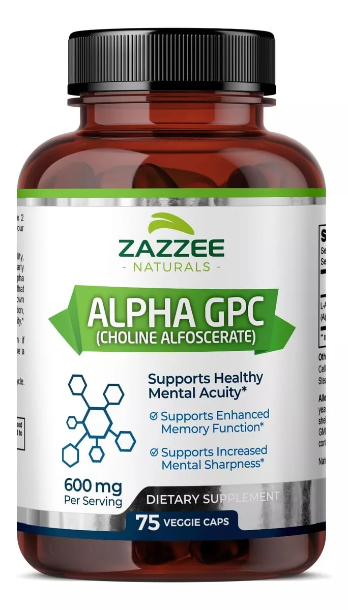 Zazzee Alpha Gpc Choline Potencia Tu Mente Y Rendimiento  600 Mg 75 Cápsulas