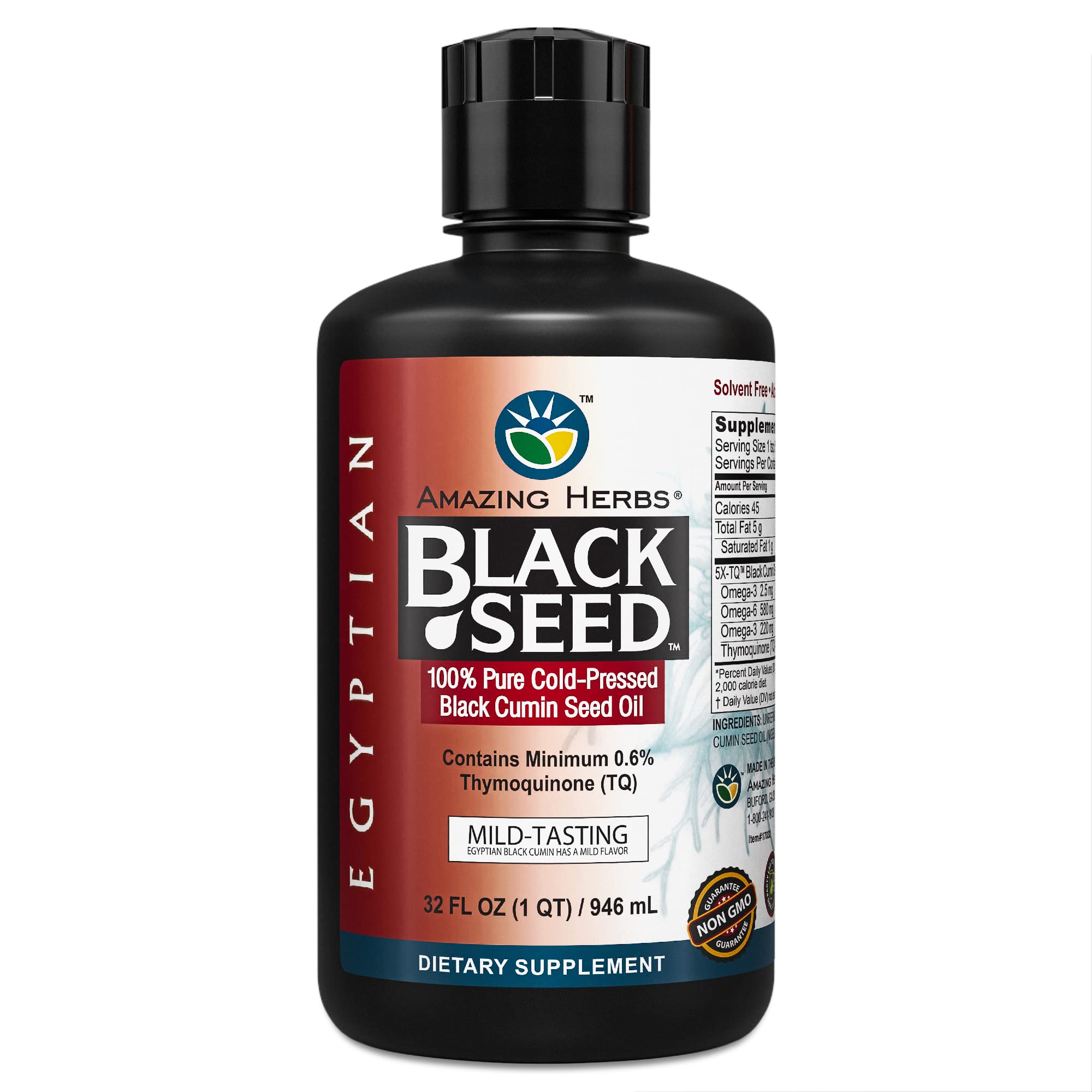 Foto 2 pulgar | Aceite De Semillas Negras Amazing Herbs Egyptian 946 Ml Sin Gluten - Venta Internacional.