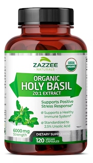 Foto 1 | Suplemento Zazzee Holy Basil Organic 600mg Anti-estrés Ansiedad 120 Capsulas