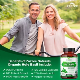 Foto 4 | Suplemento Zazzee Holy Basil Organic 600mg Anti-estrés Ansiedad 120 Capsulas