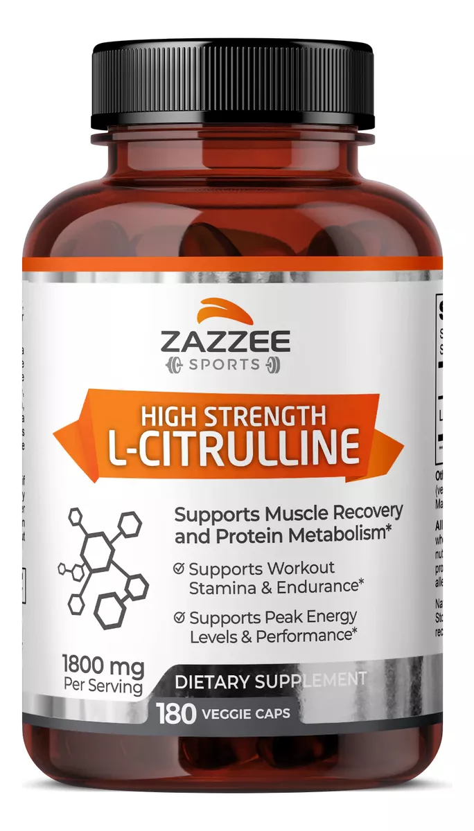 Foto 2 pulgar | Suplemento Zazzee Naturals L-citrulline Energía, Recuperación Y Salud Cardiovascular 180 Caps