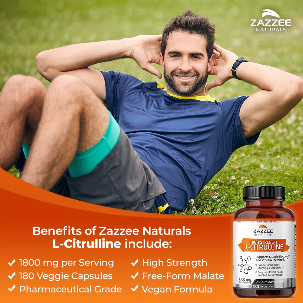 Foto 5 pulgar | Suplemento Zazzee Naturals L-citrulline Energía, Recuperación Y Salud Cardiovascular 180 Caps